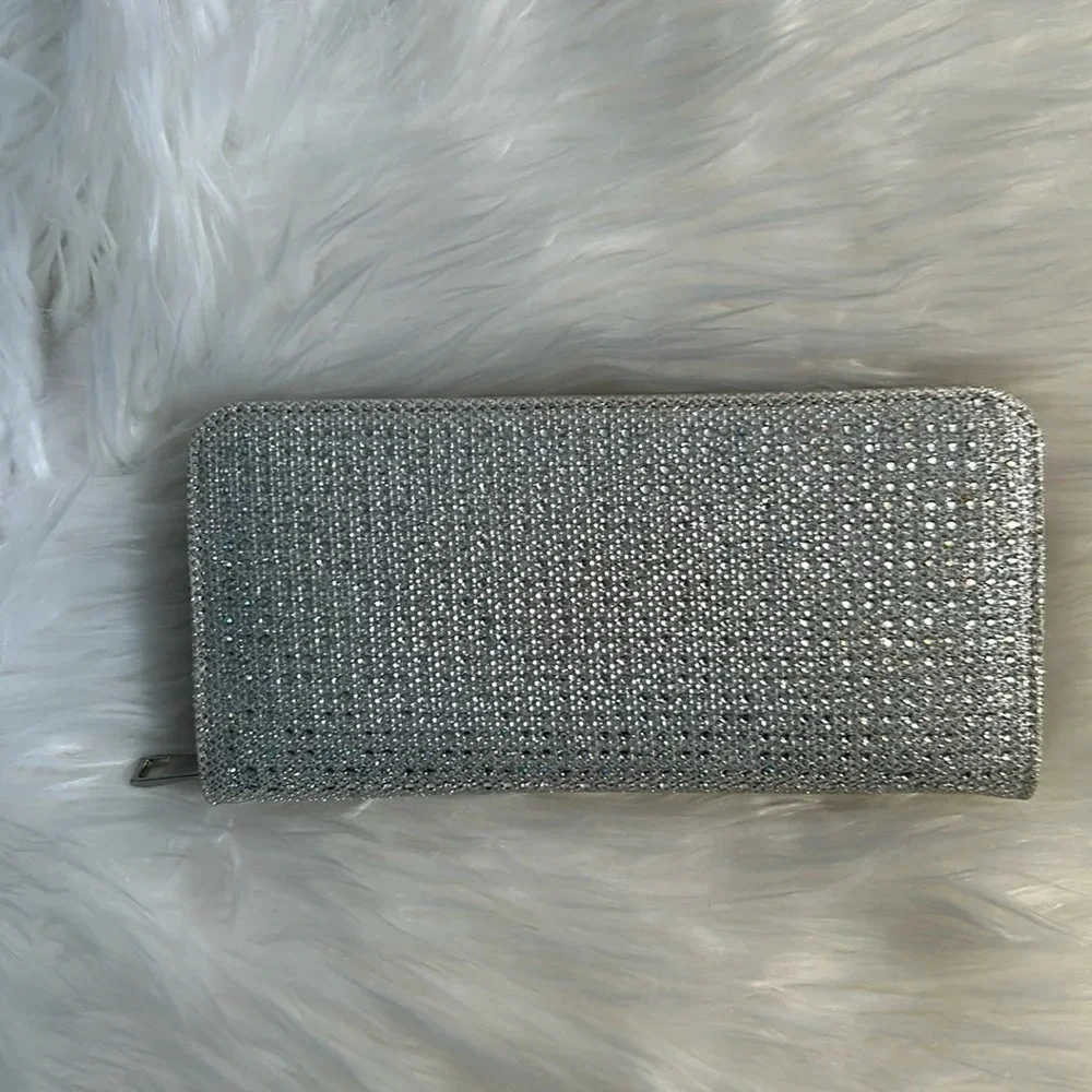 De blossom collection silver sparkle handbag Clutch removable wristlet